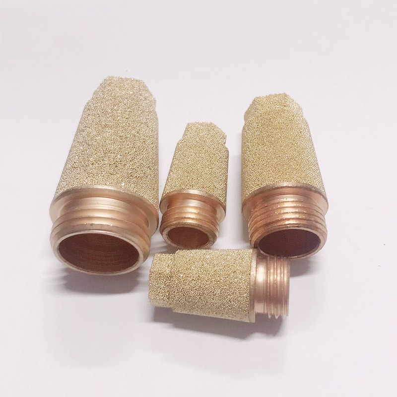 NPT Thread NPT1/4 Long Head Brass Cylindrical Pneumatic Silencer for Solenoid Valves