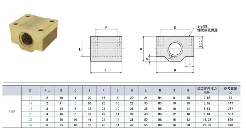 Lead Screw Square Bronze Nut
